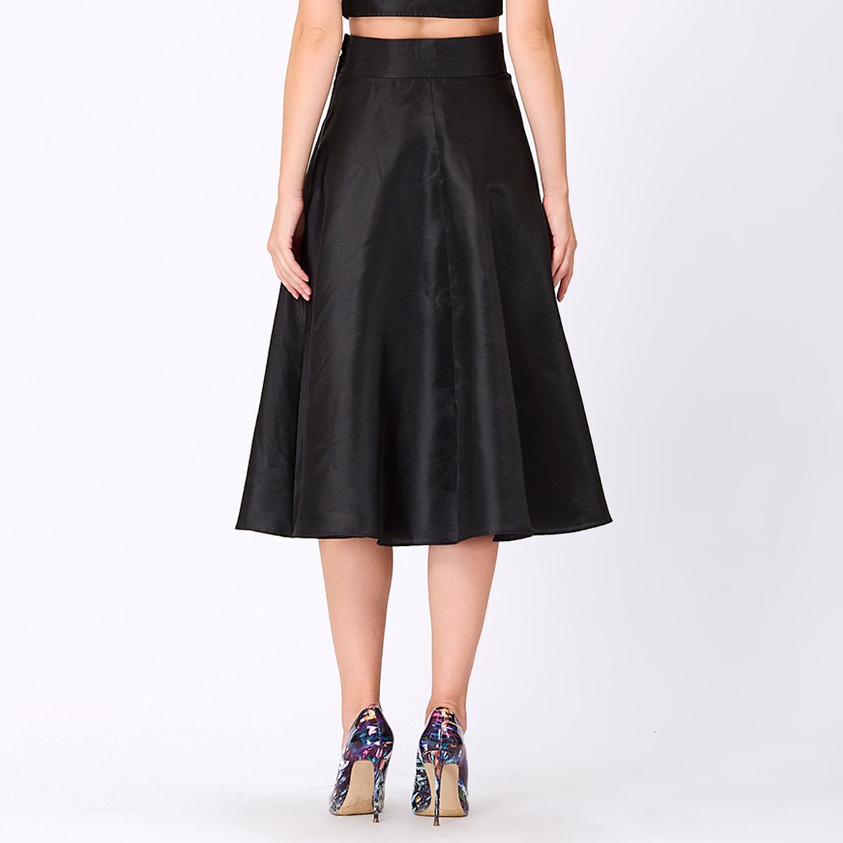 Hochtaillierter ausgestellter Taft-Midirock