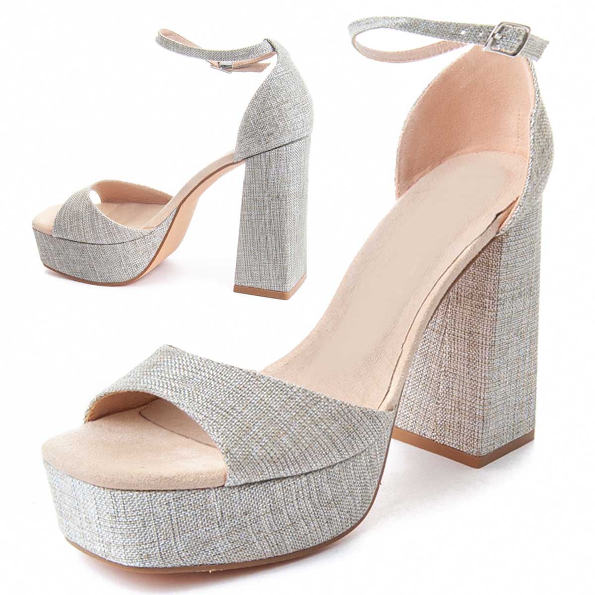 Plateau Sandalette mit Knöchelriemen