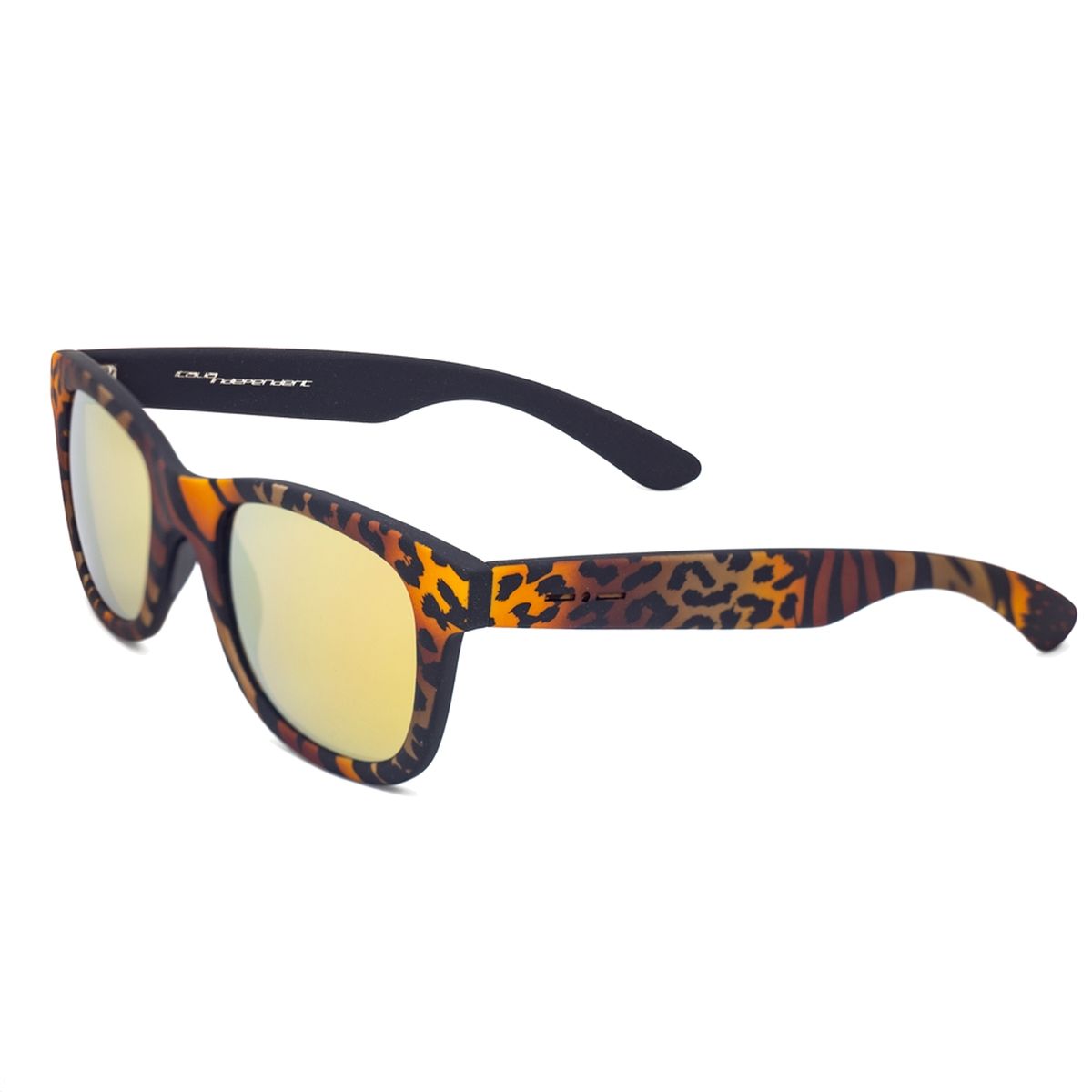 Sonnenbrille mit Acetatrahmen und Animal-Print