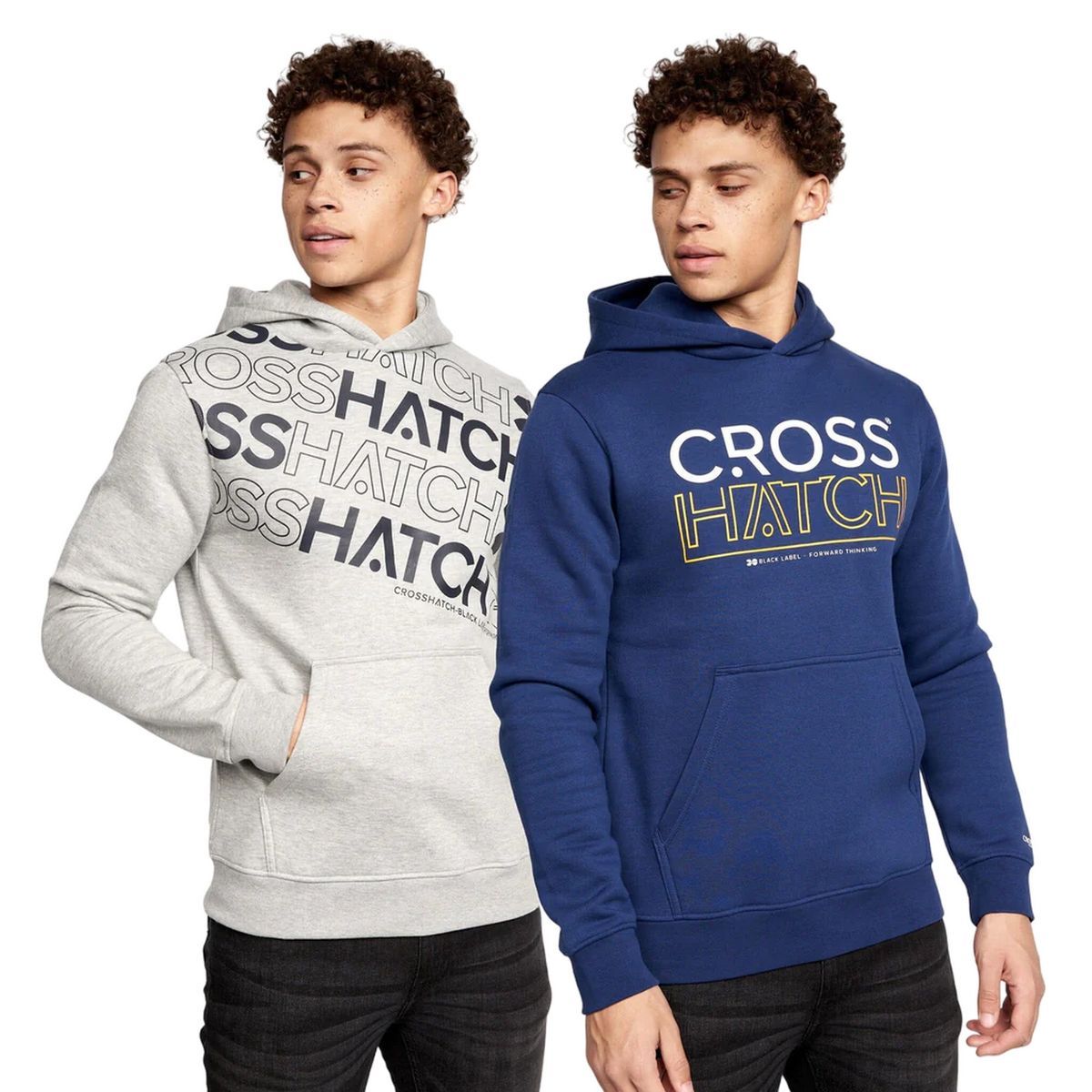 Crosshatch - "Shardo" Kapuzenpullover für Herren (2er-Pack) (Marineblau/Grau meliert)