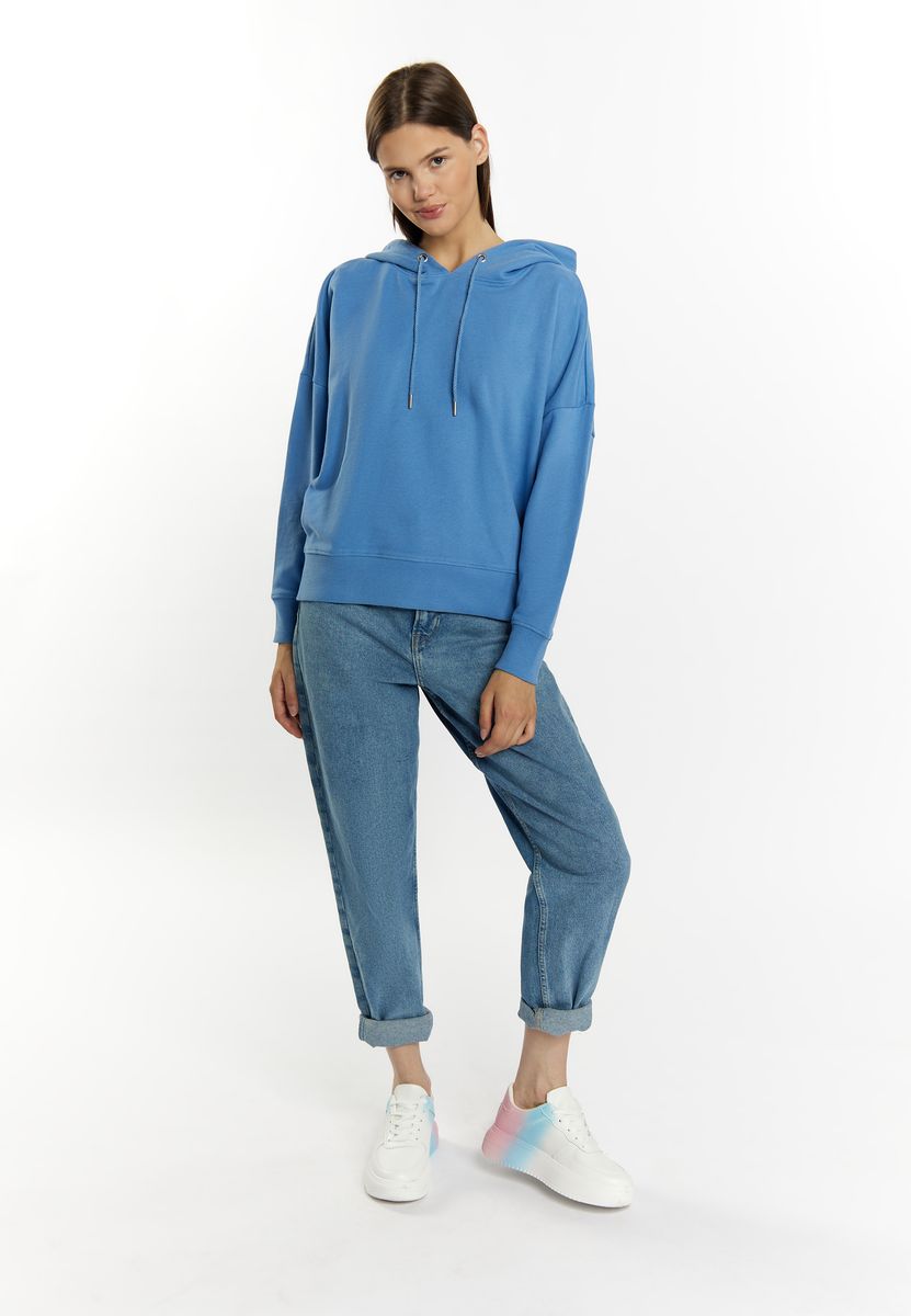 Lockerer Baumwoll-Hoodie mit Kordelzug