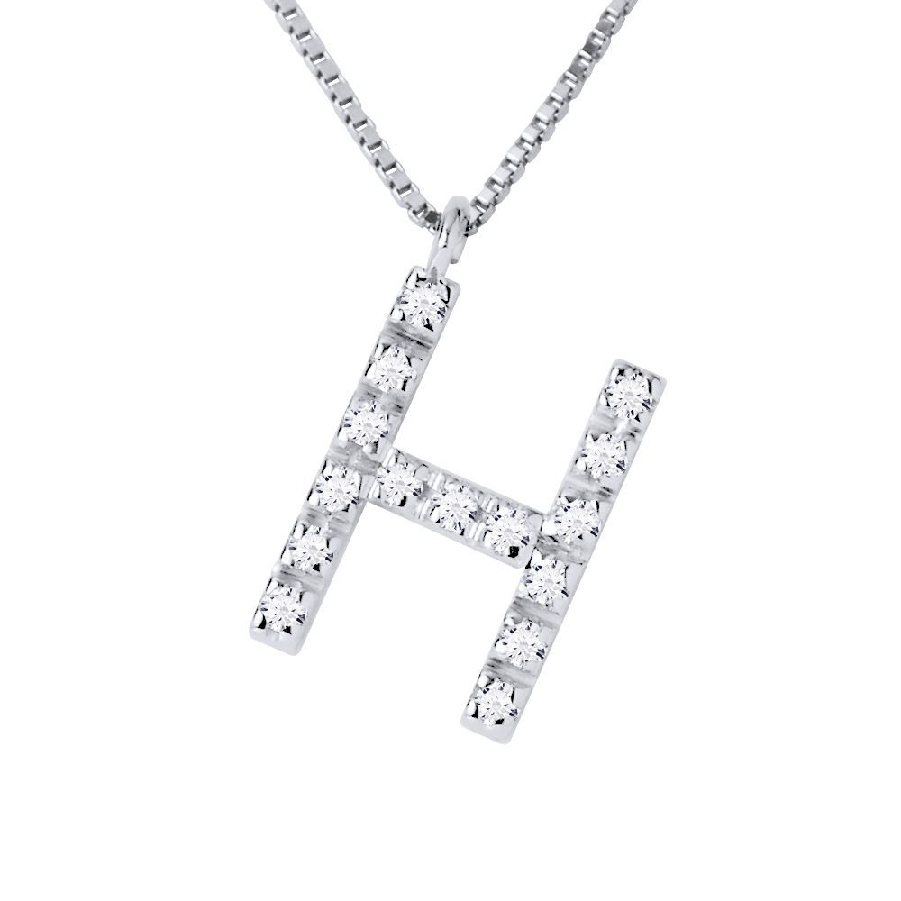 Halskette mit Diamant-Buchstabe H