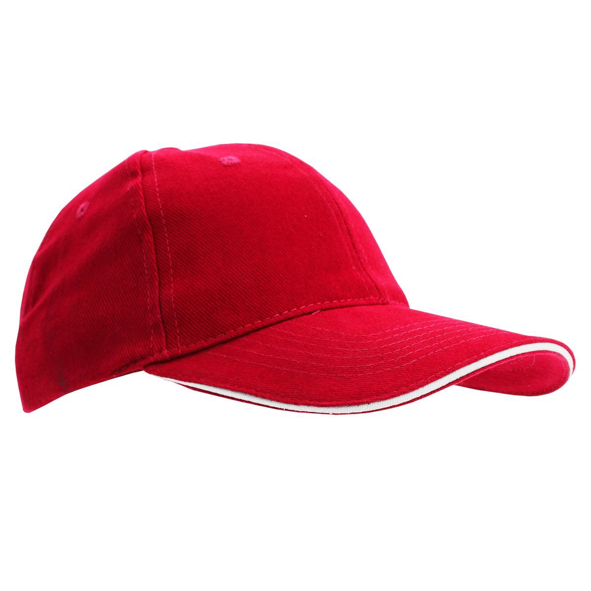 Rote Baseballkappe mit weißem Rand