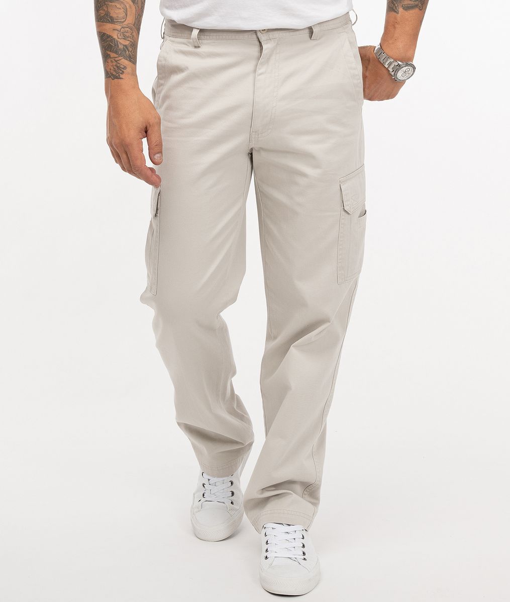 Beige Cargohose mit lockerer Passform