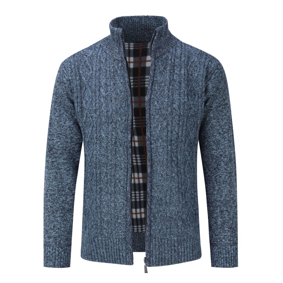 Herren Strickjacke mit Reißverschluss und Zopfmuster