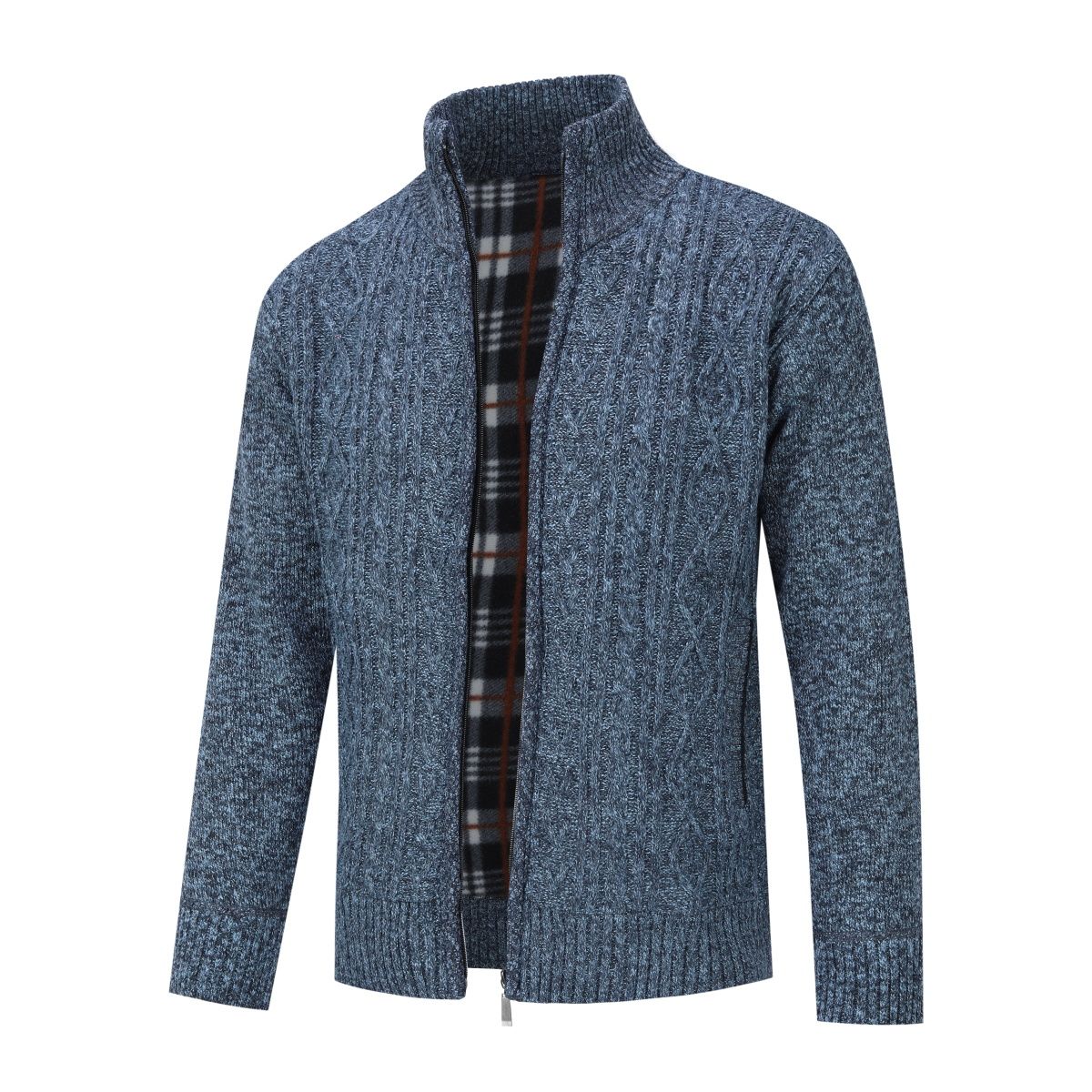 Grobstrickjacke mit Reißverschluss und Stehkragen