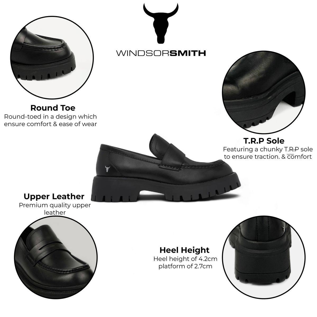 Klobige Plateau-Loafer aus Leder