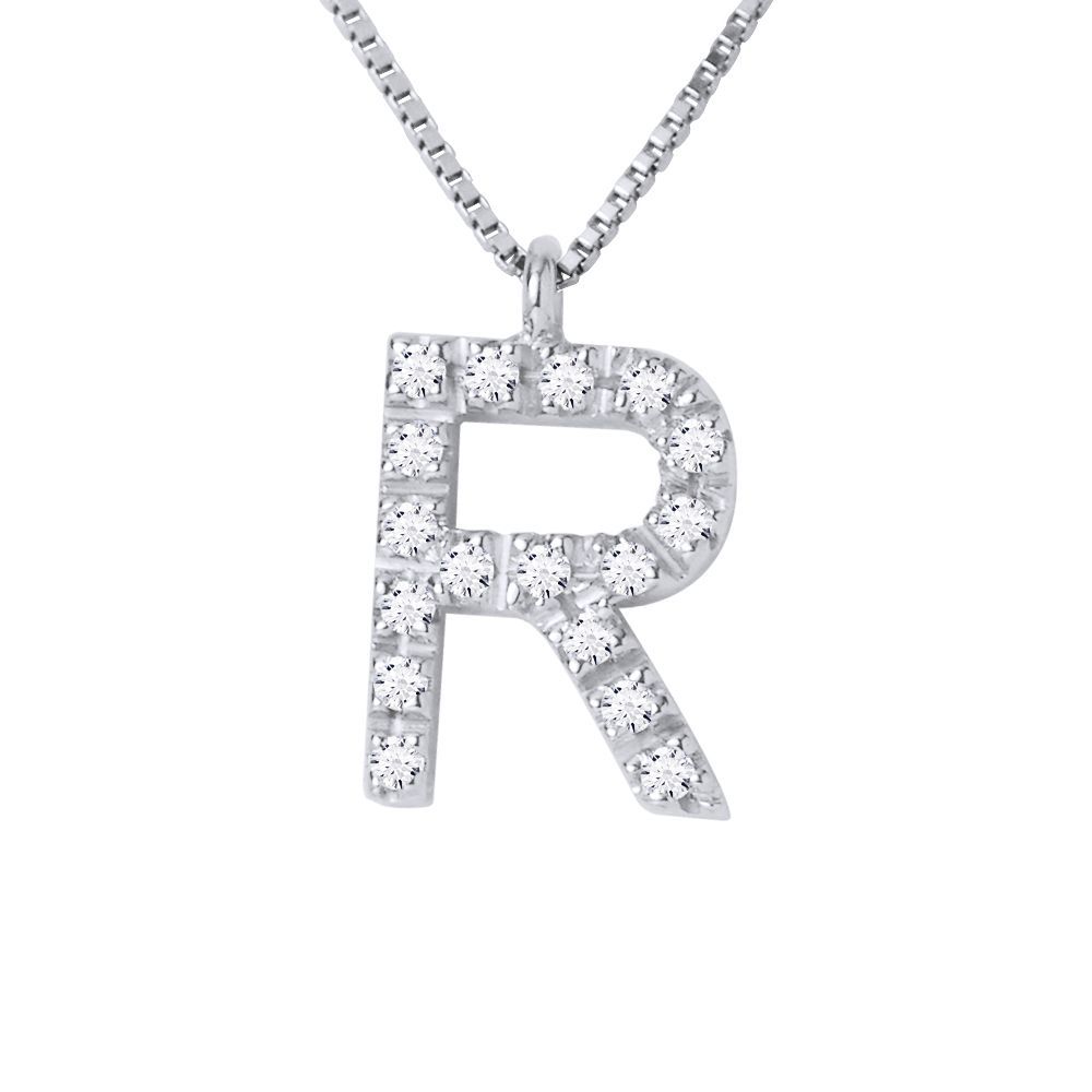 Diamant-Initial-Halskette Buchstabe R