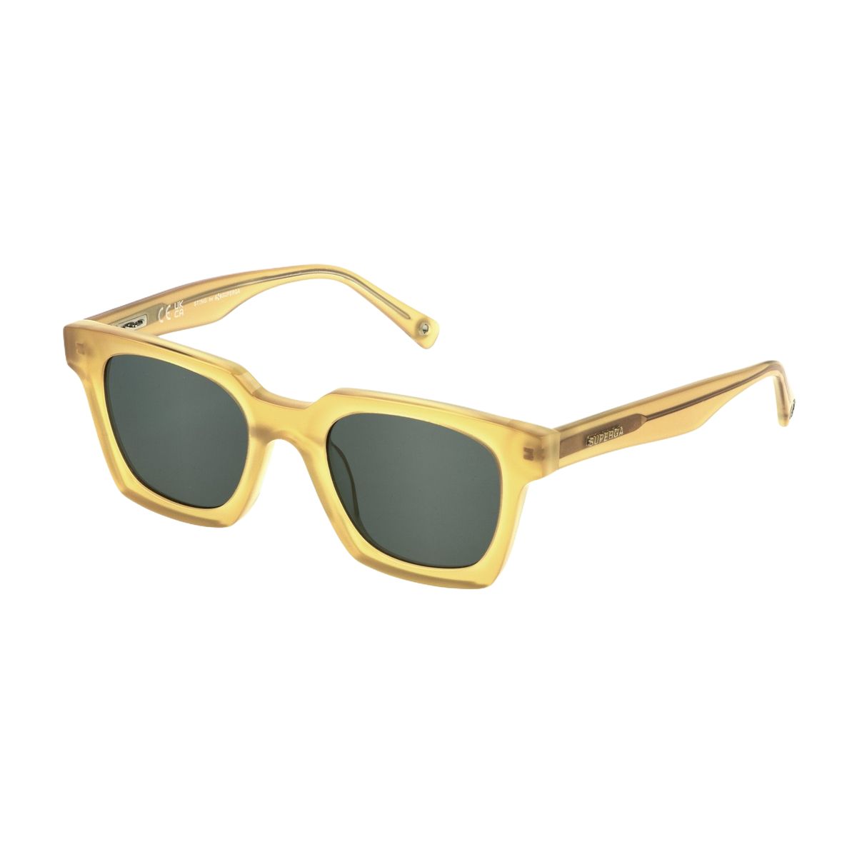 Sonnenbrille mit eckigem Rahmen in Gelb