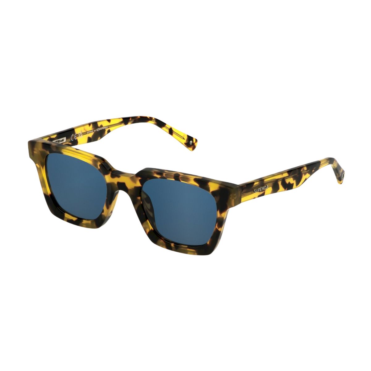 Sonnenbrille mit eckigem Rahmen in Gelb