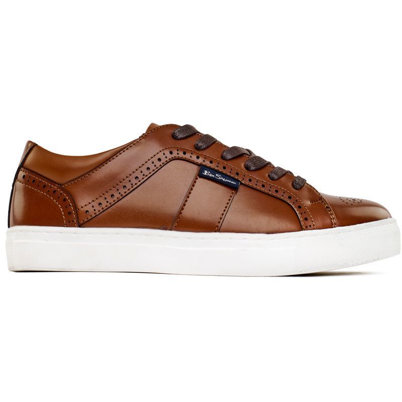 Leder-Sneakers mit Brogue-Details