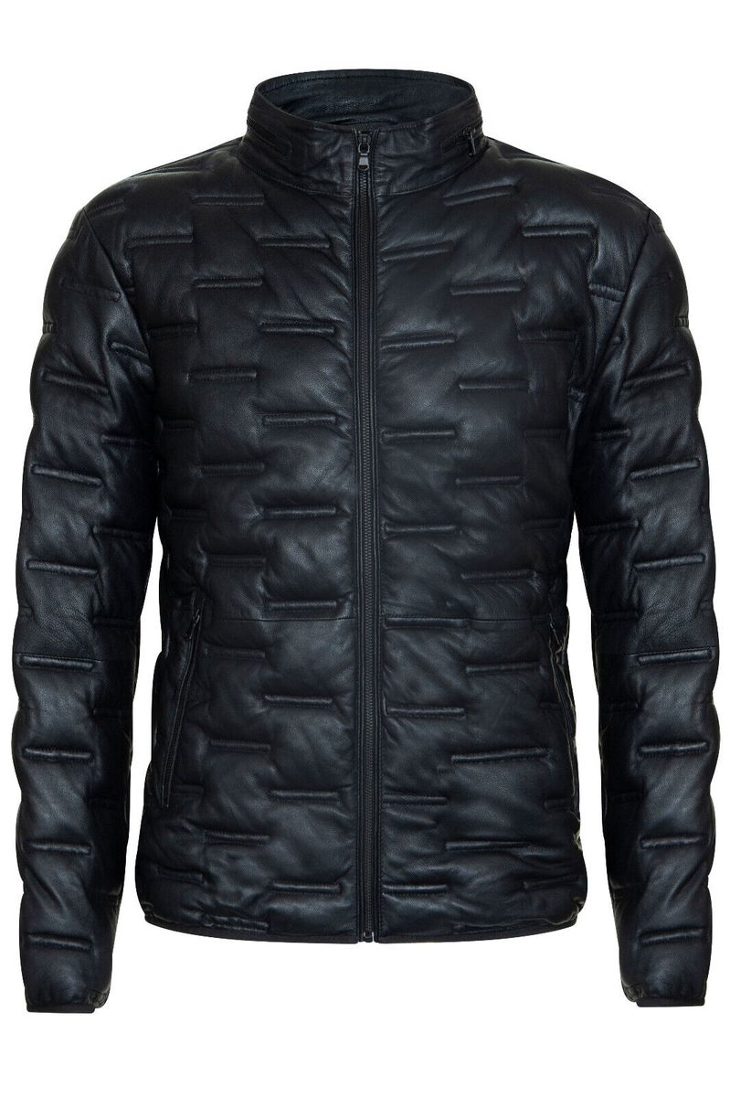 Herren Gesteppte Puffer Lederjacke