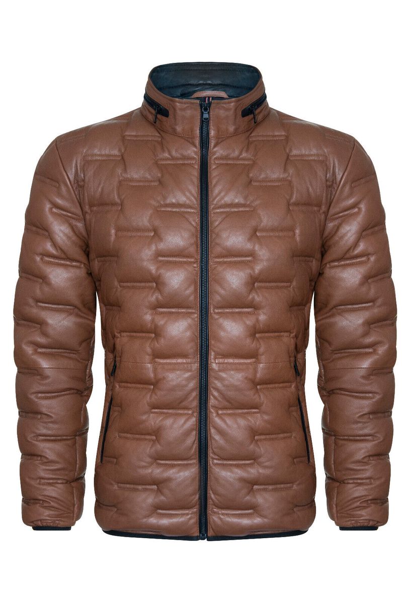 Herren Gesteppte Puffer Lederjacke