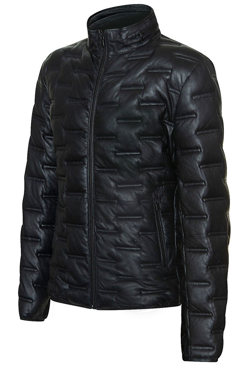 Recife Leder-Puffer-Bomberjacke