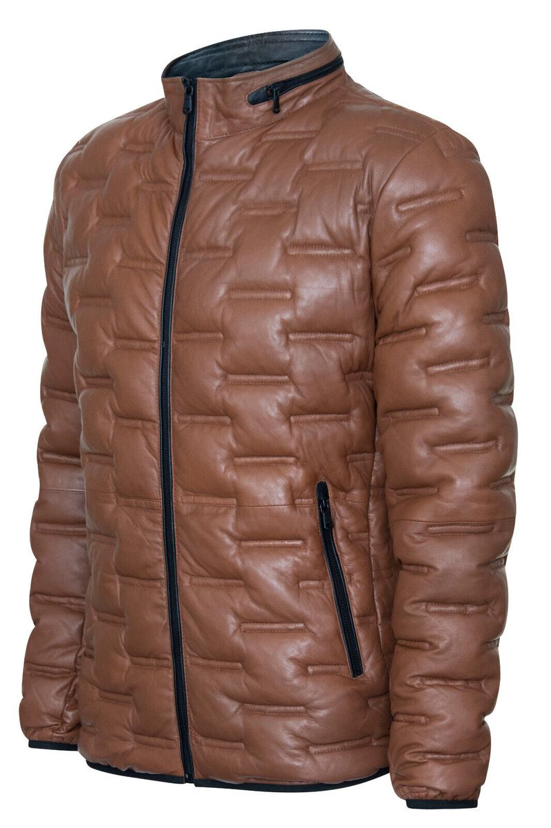 Recife Leder-Puffer-Bomberjacke