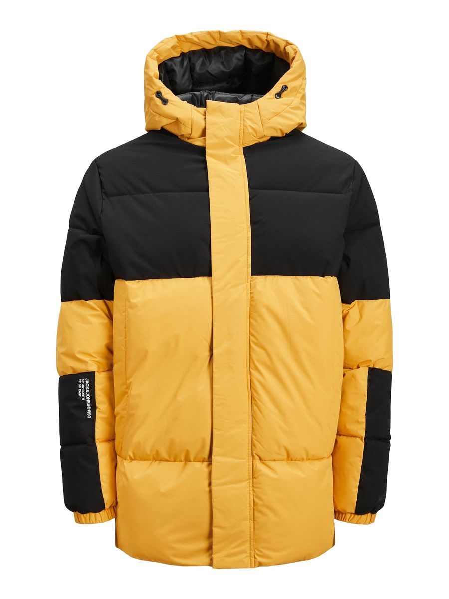 Farbblock Steppjacke mit Kapuze