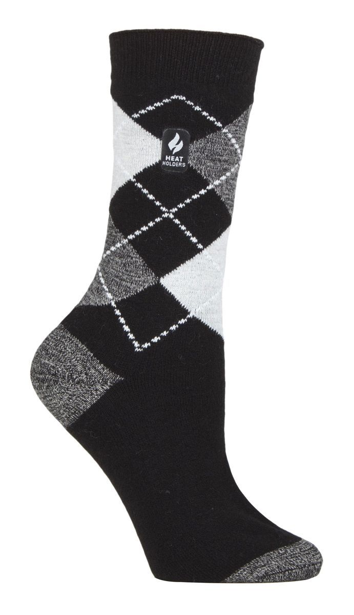 Heat Holders Damen Ultra Lite Thermal Brushed Inner Yarn Design Socken Schwarz/Grau (Valletta)