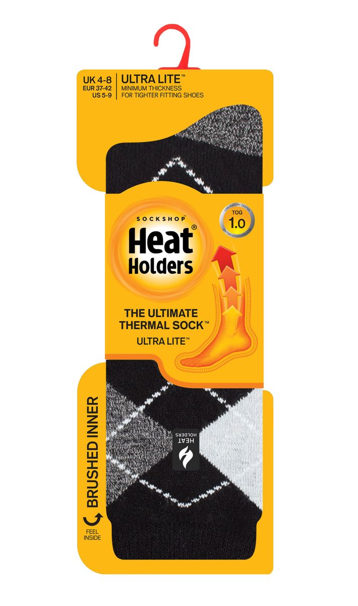 Ultradünne Thermosocken mit Argyle-Muster