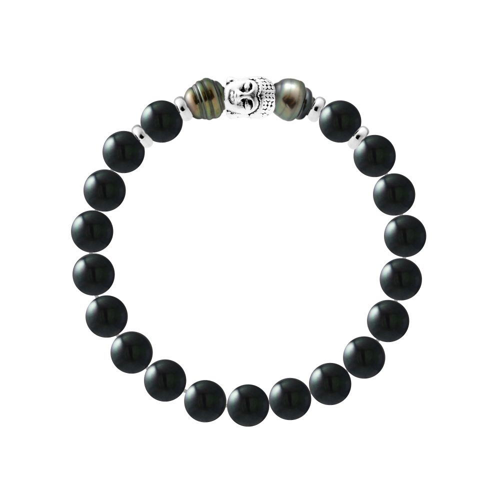 Armband mit Buddha-Kopf Onyx Perlen