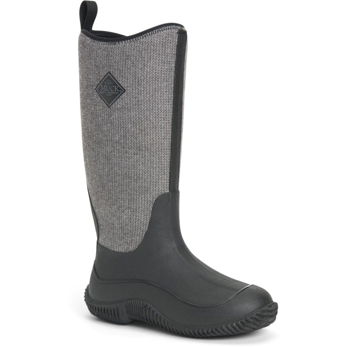 Muck Boots Hale Gummi Schwarz W/ Fuzzy Herringbone Wellington Stiefel
