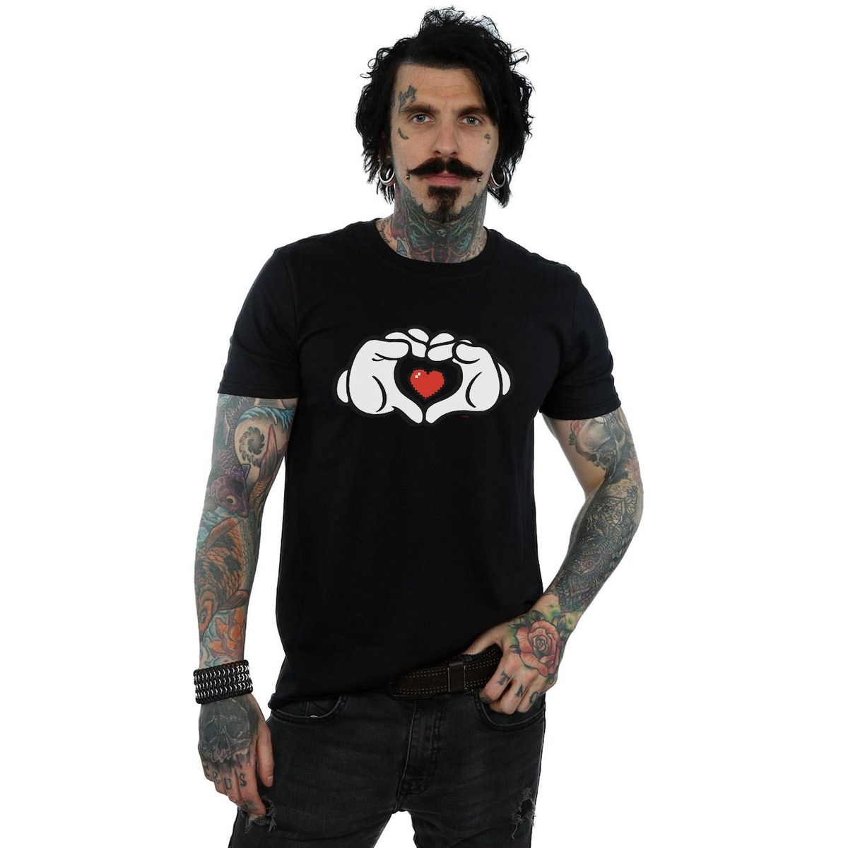 Grafik-T-Shirt mit Mickey-Herz-Händen