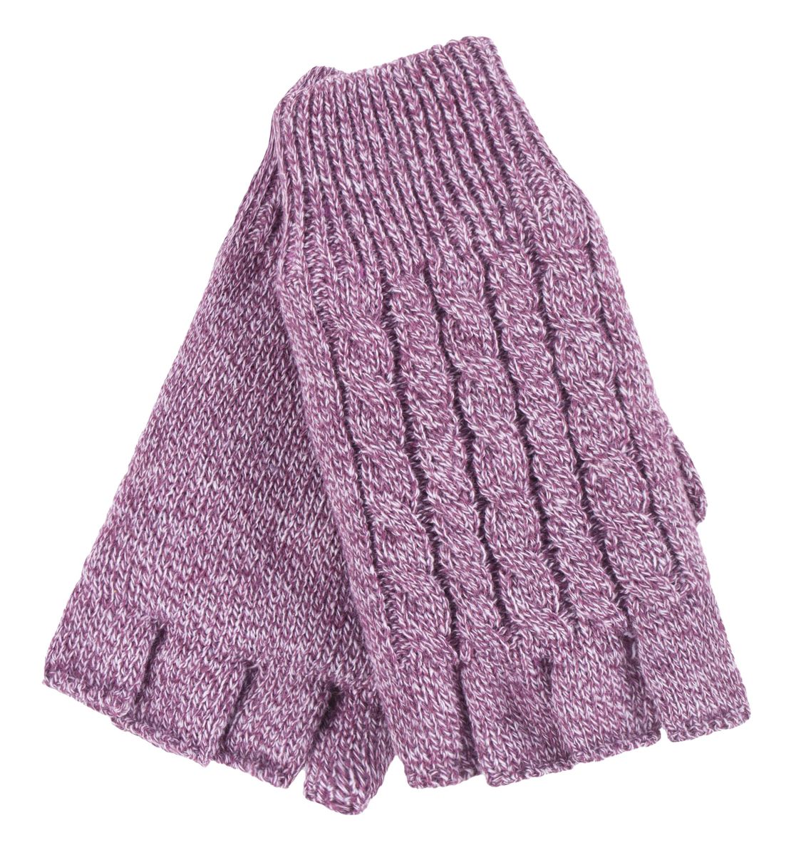 Fingerlose Damen-Handschuhe mit Zopfmuster