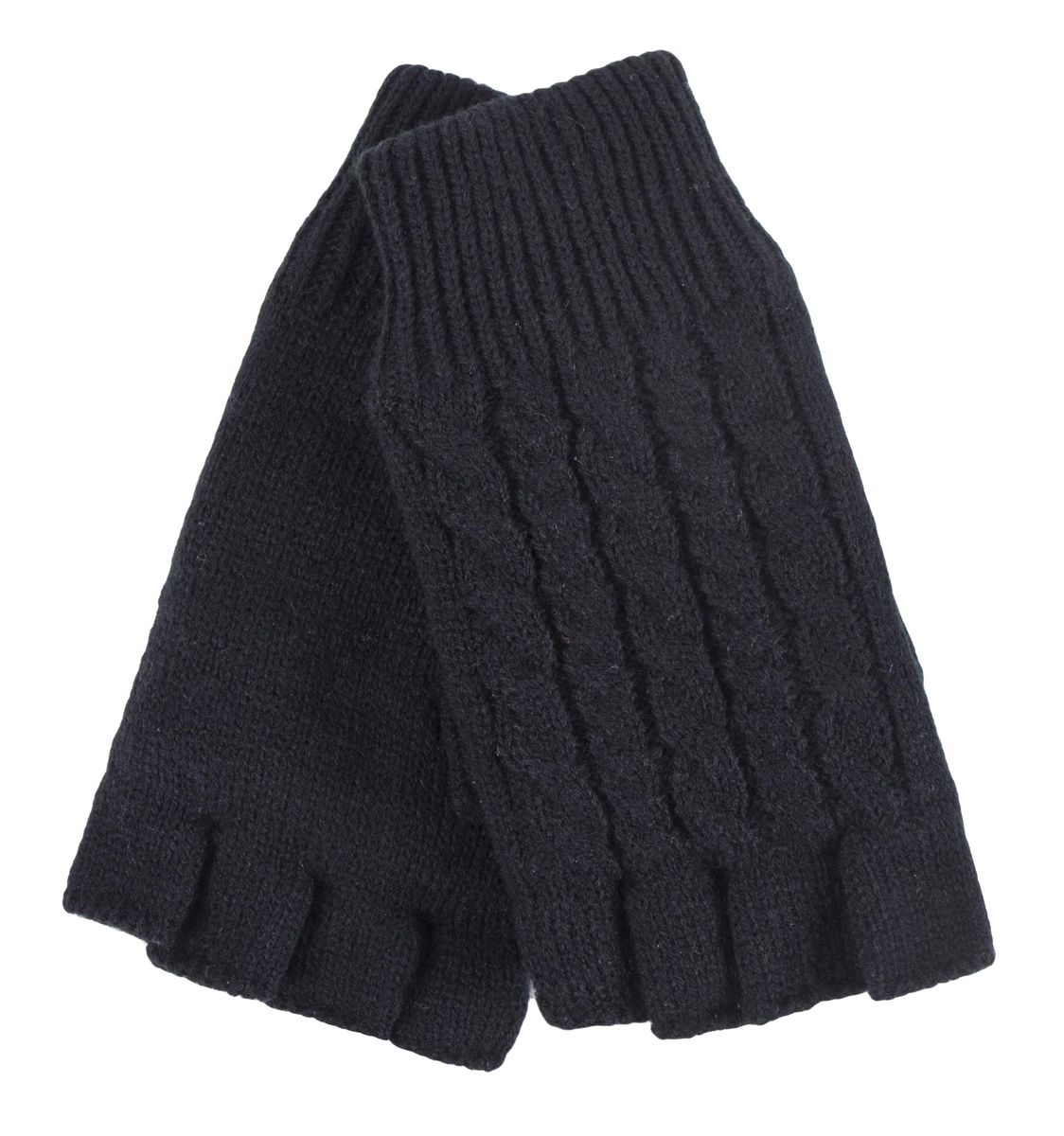 Fingerlose Damen-Handschuhe mit Zopfmuster