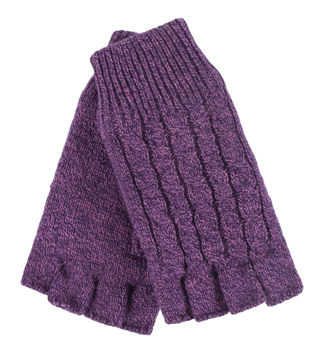 Fingerlose Damen-Handschuhe mit Zopfmuster