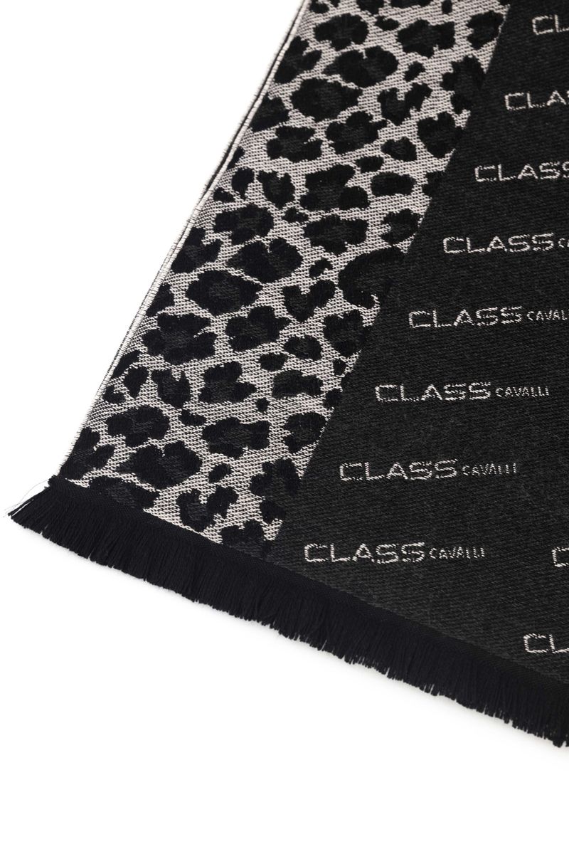 Wollschal mit Logo-Print und Animal-Muster
