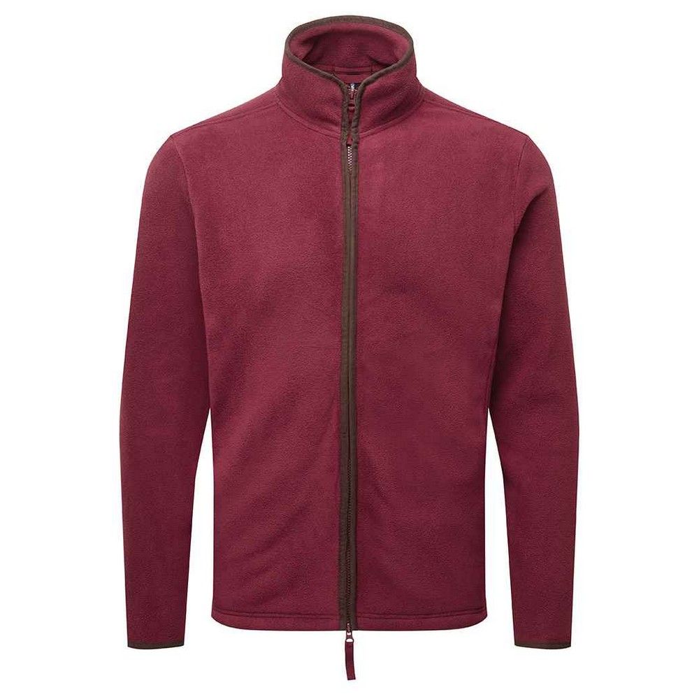 Burgunderfarbene Fleecejacke mit Reißverschluss für Herren