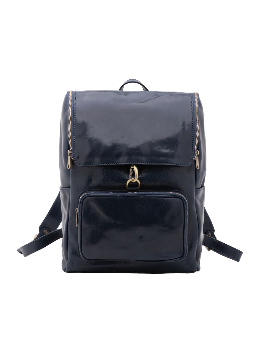 Lederrucksack mit Klappe und Reißverschluss