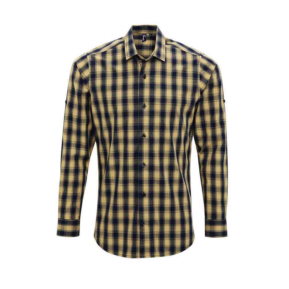 Premier - "Mulligan" Hemd für Herren Langärmlig (Camel/Marineblau)