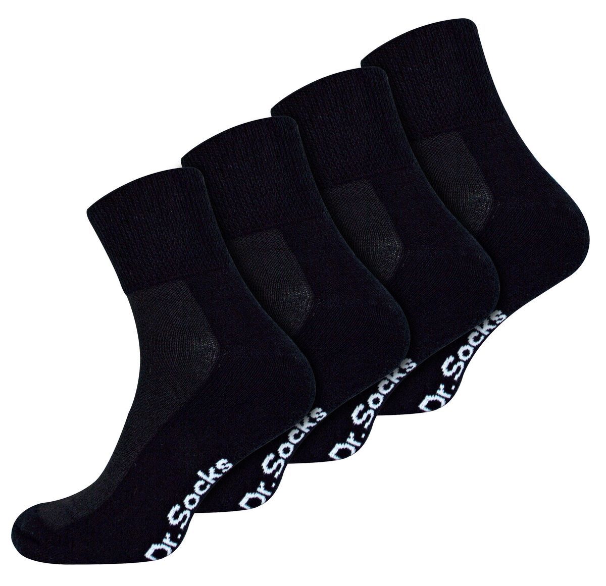 Herren Bamboo Diabetiker Knöchelsocken | Dr.Socks | Extra Wide Trainer Socken in Schwarz & Weiß - Schwarz
