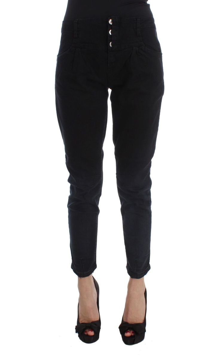 Damen Slim-Fit Baumwolljeans Schwarz