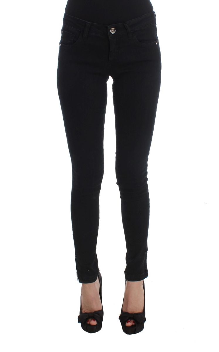 Damen Slim-Fit Baumwolljeans Schwarz