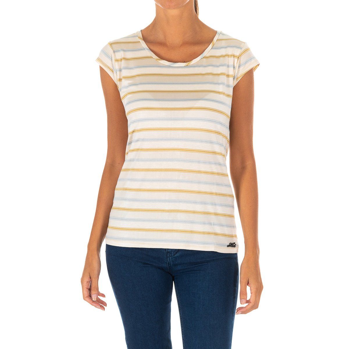 Gestreiftes Kurzarmshirt mit Rundhalsausschnitt