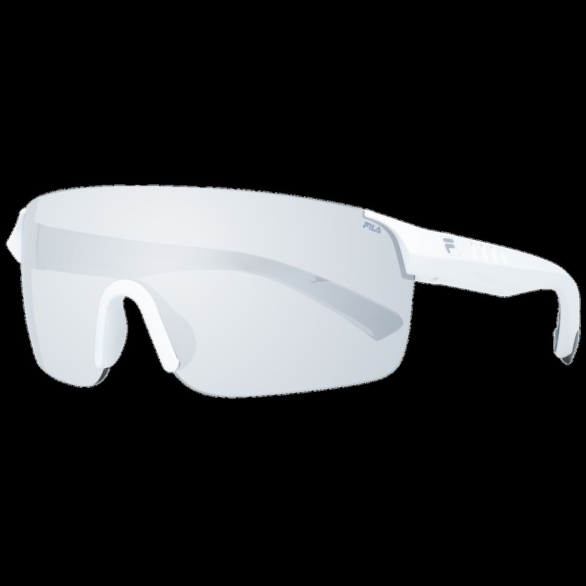 Weiße randlose Shield Sonnenbrille mit Spiegelglas
