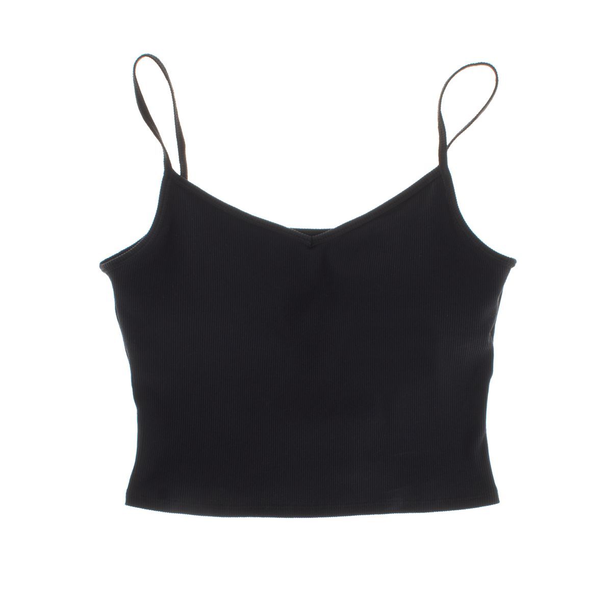 Geripptes V-Ausschnitt Crop Top