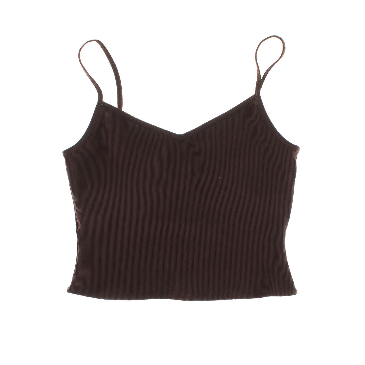 Geripptes V-Ausschnitt Crop Top