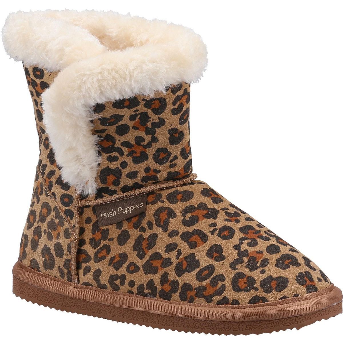 Hausschuhe mit Leopardenmuster, Wildleder und Fellfutter
