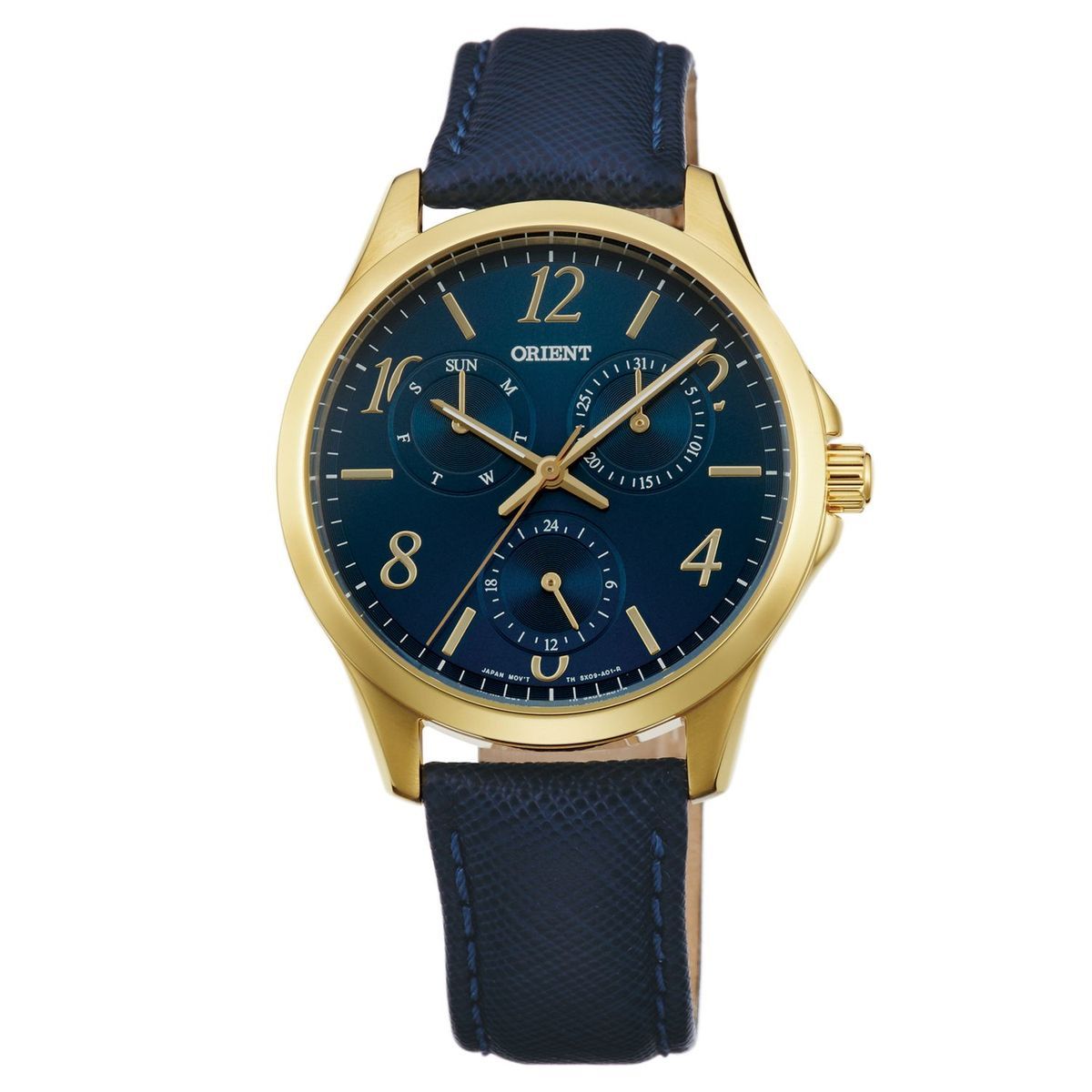 Elegante goldfarbene Damen Multifunktionsuhr
