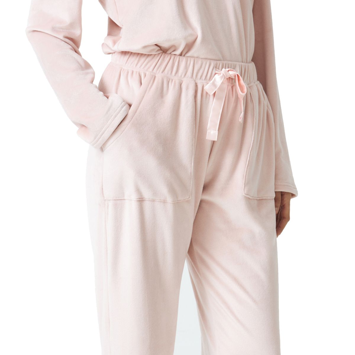 Plüschiges Loungewear-Set mit V-Ausschnitt