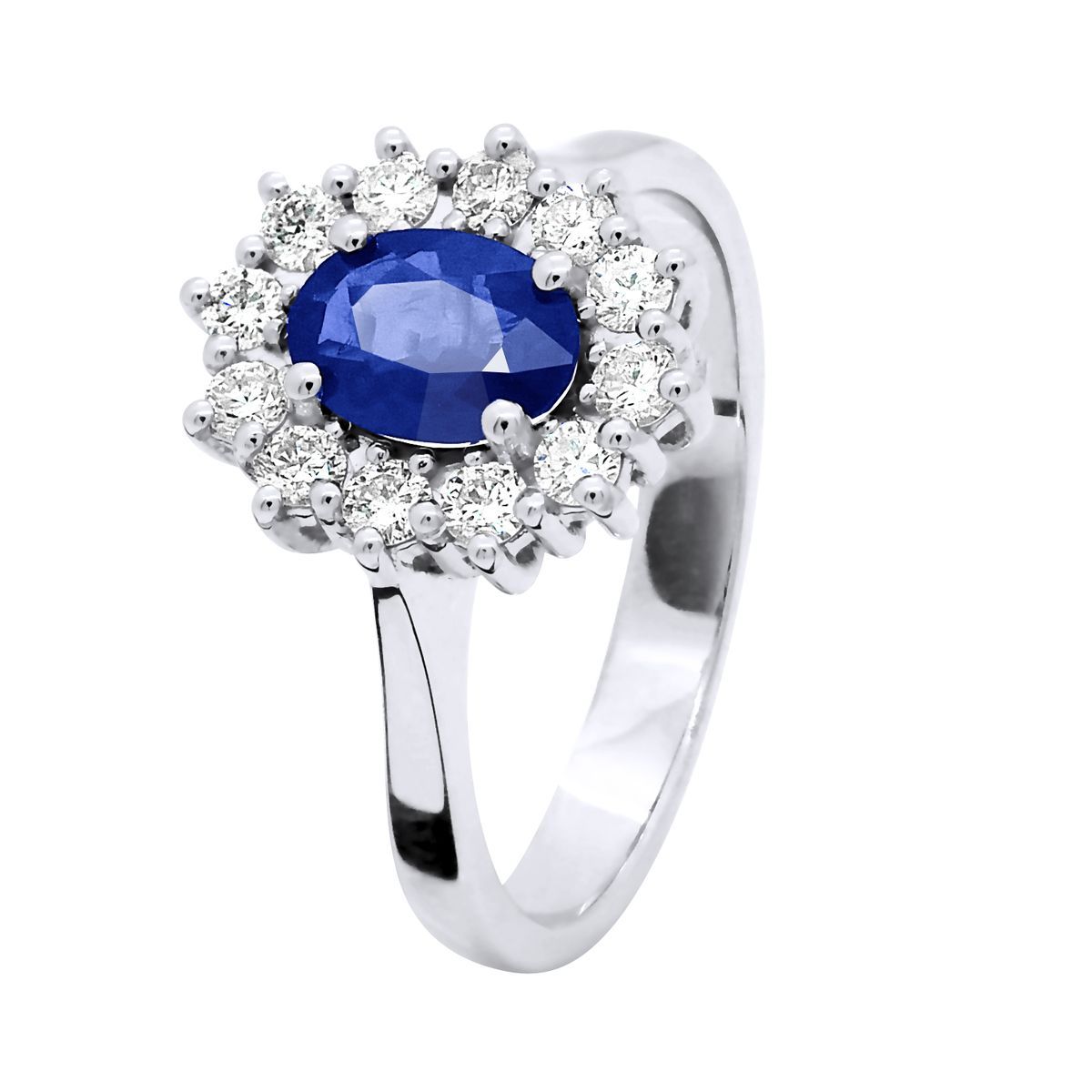 Saphir- und Diamantring aus Weißgold