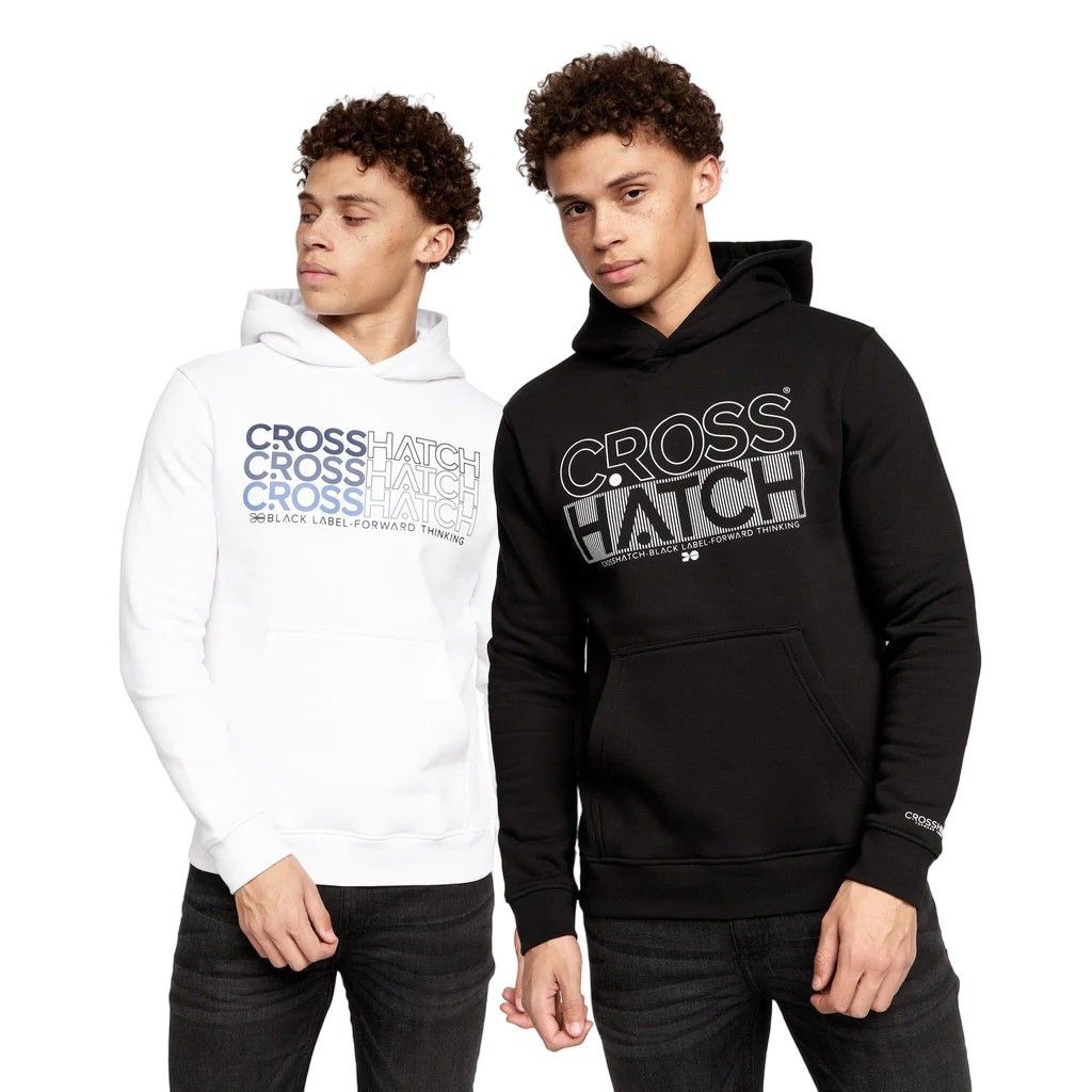 Crosshatch - "Englow" Kapuzenpullover für Herren (2er-Pack) (Schwarz/Weiß)