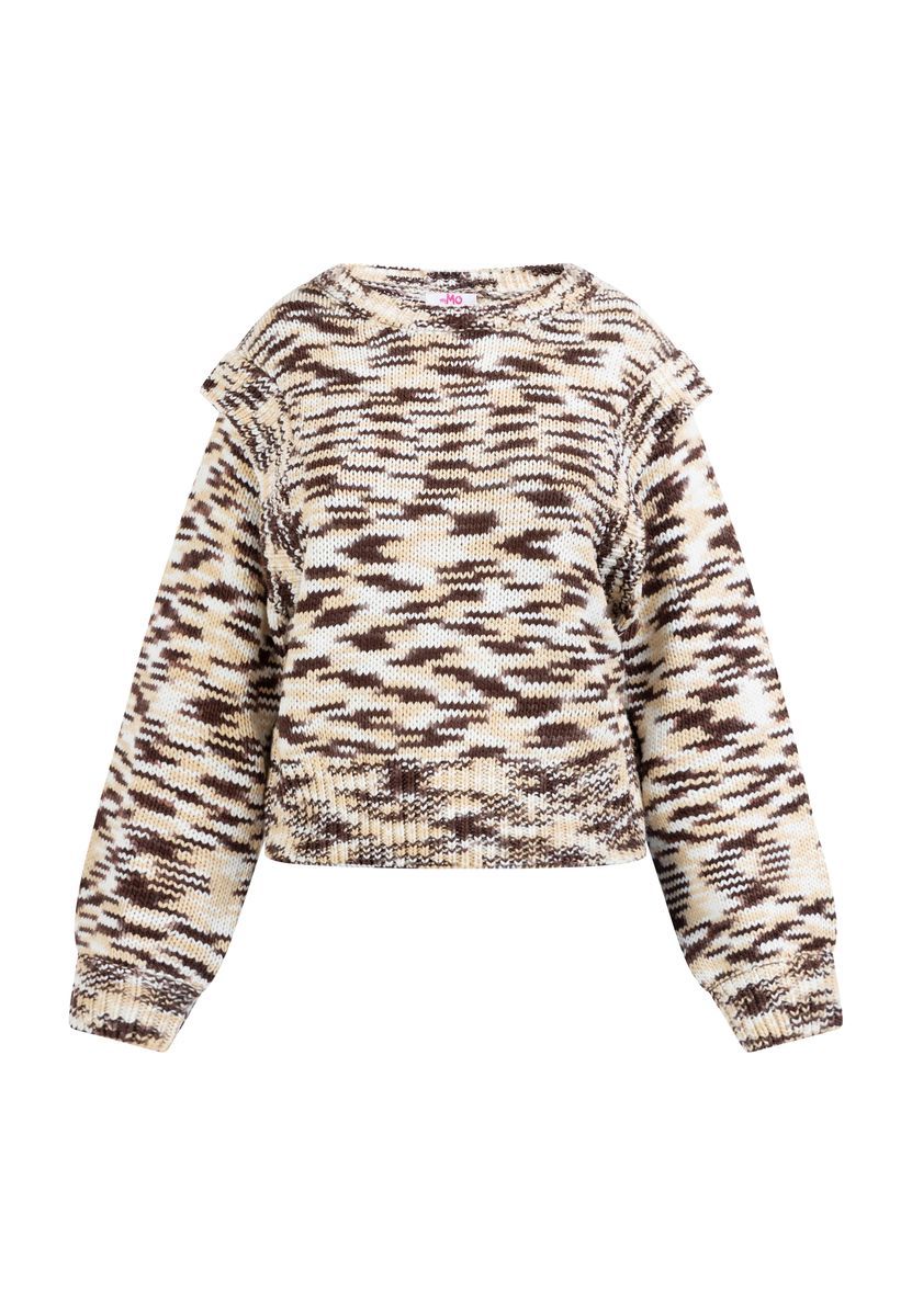 Mymo Strickpullover Damen Braun Mehrfarbig