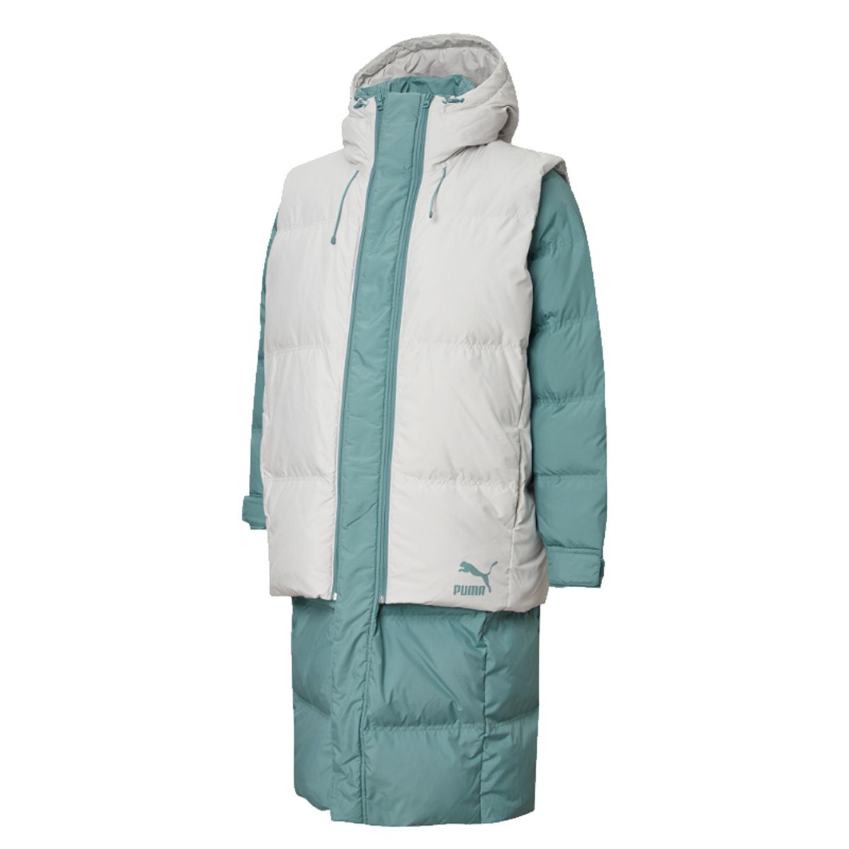 Unisex Longline Steppmantel mit Weste