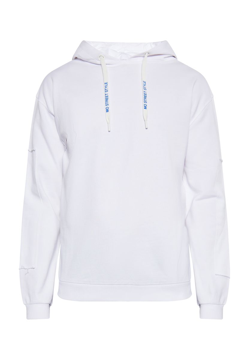 Weißer Kapuzenpullover mit Kordelzug
