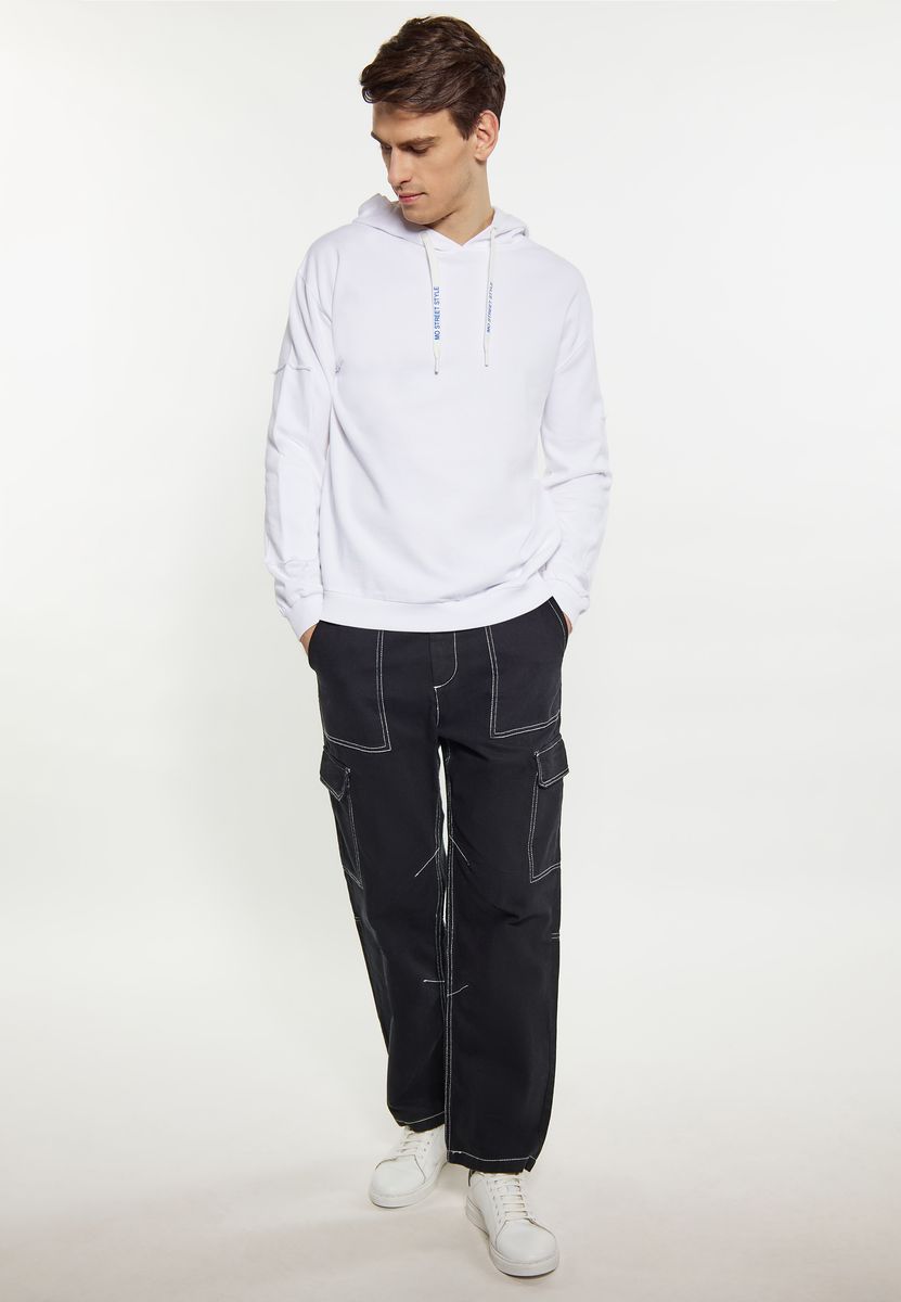 Relaxed Fit Kapuzenpullover mit Grafik-Kordelzügen