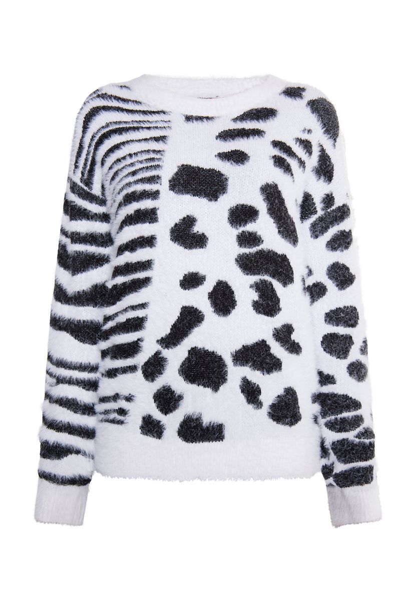 Mymo Strickpullover Damen weiss