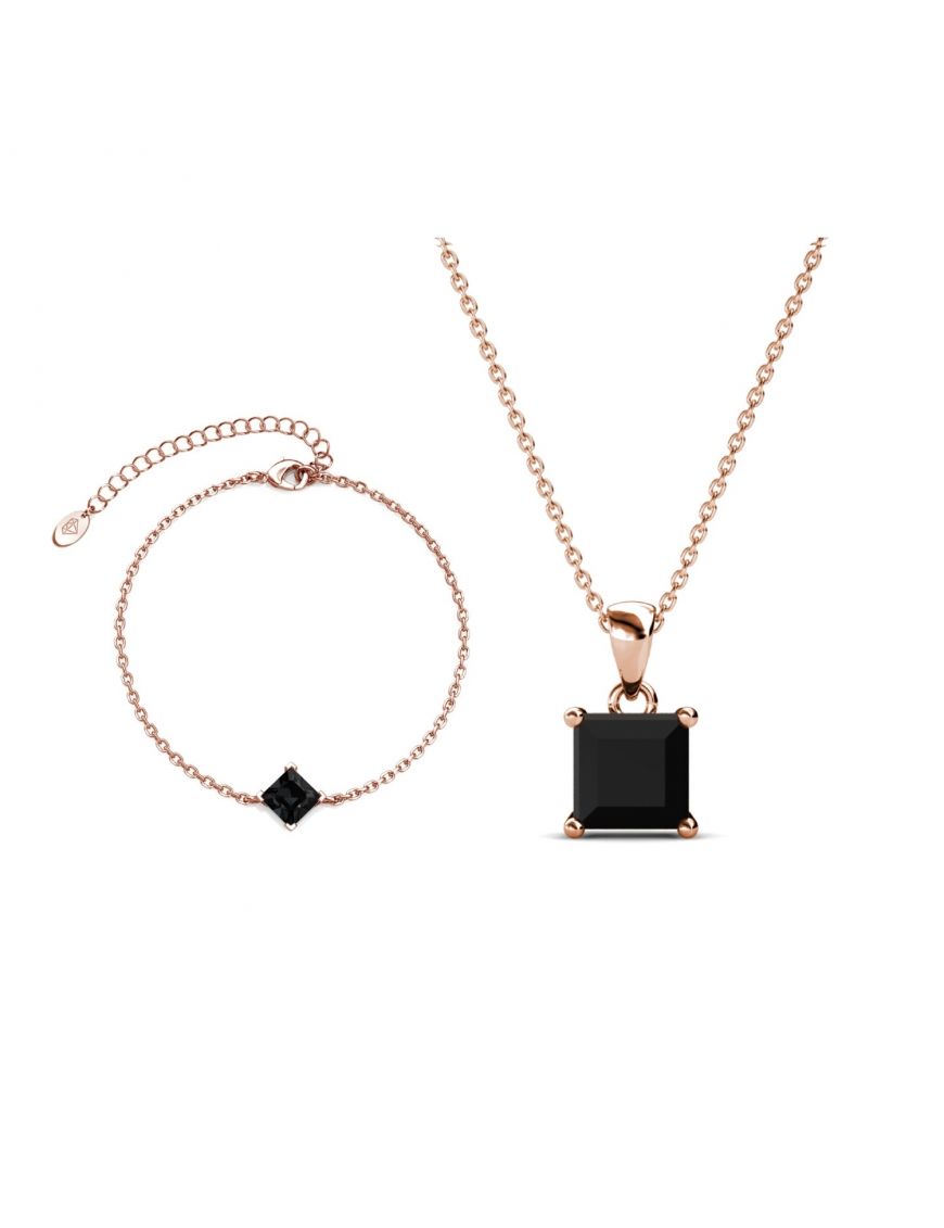 Quadratisches Kristall Anhänger Halskette & Armband